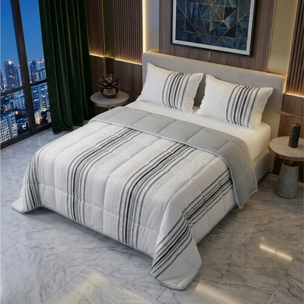Eira Quilt Comforter White - Black