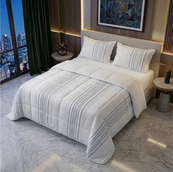 Eira White - Blue Comforter Quilt