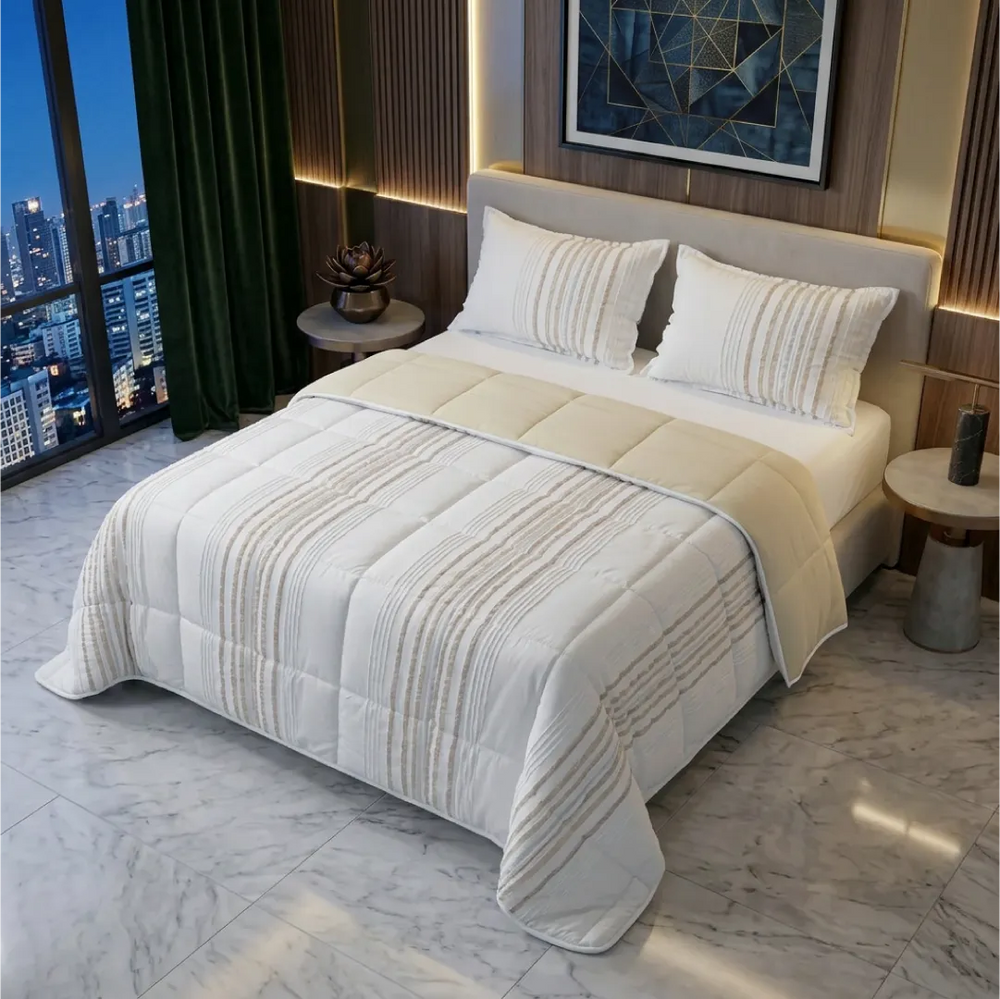 Eira White - Beige Comforter Quilt