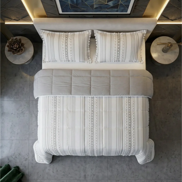 Orbe White - Grey Comforter Quilt
