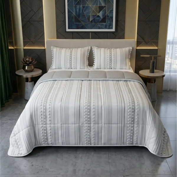 Orbe White - Grey Comforter Quilt