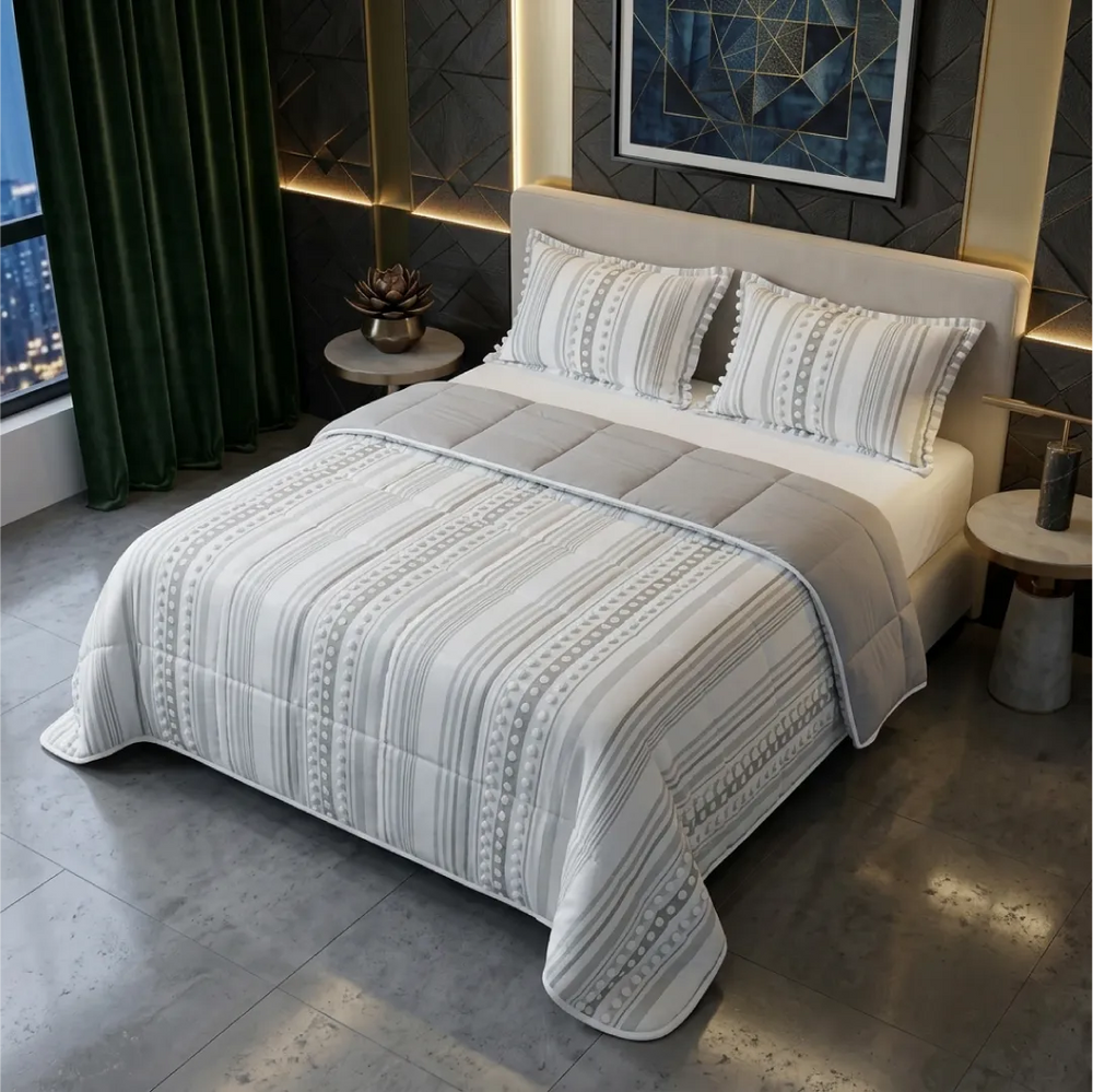 Orbe White - Grey Comforter Quilt