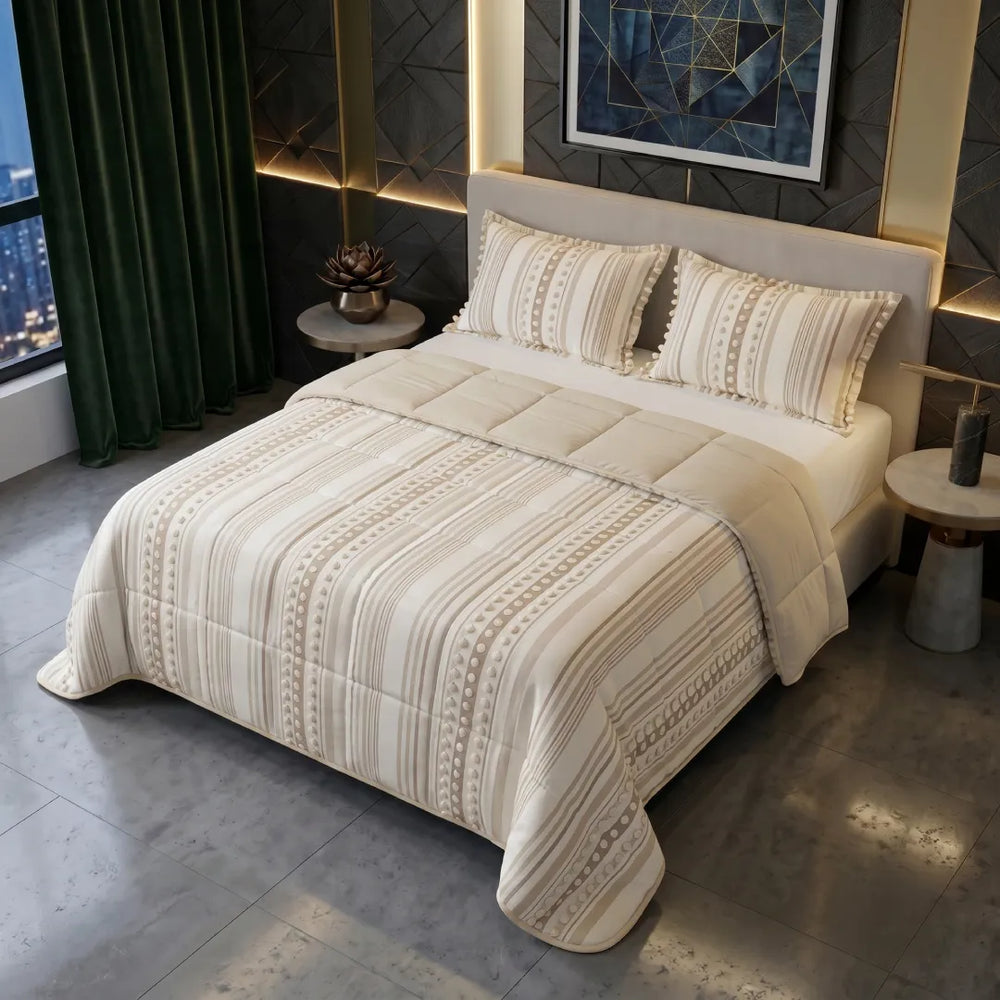 Orbe White - Beige Comforter Quilt