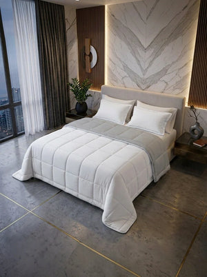 Cotton Sense Quilt Comforter White - Grey
