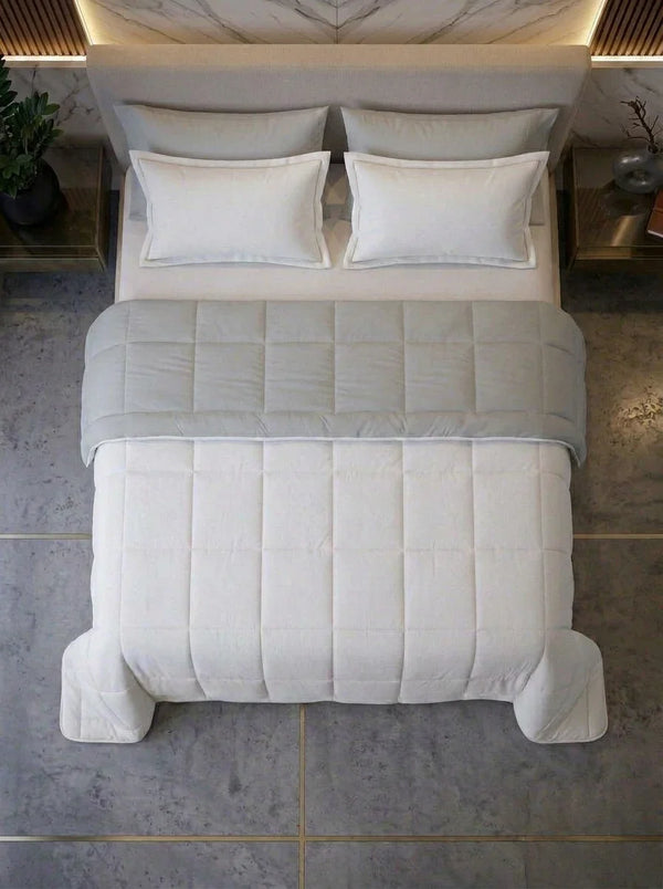 Cotton Sense Quilt Comforter White - Grey