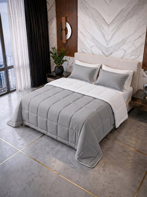 Cotton Sense Quilt Comforter White - Grey