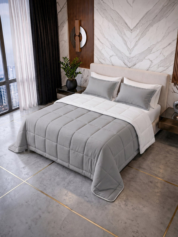 Cotton Sense Quilt Comforter White - Grey