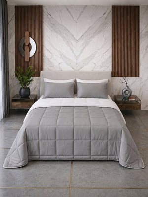 Cotton Sense Quilt Comforter White - Grey