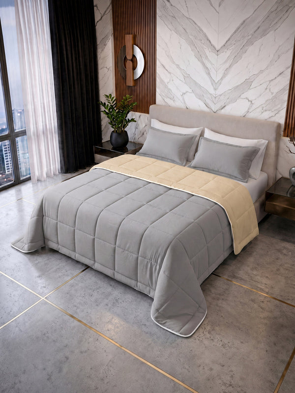 Cotton Sense Quilt Comforter - Grey - Beige