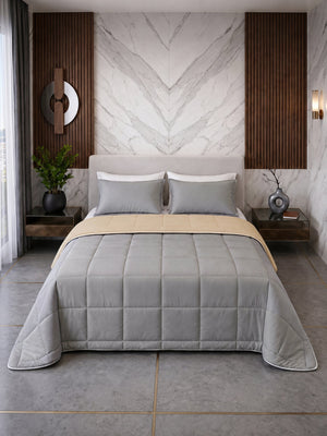 Cotton Sense Quilt Comforter - Grey - Beige