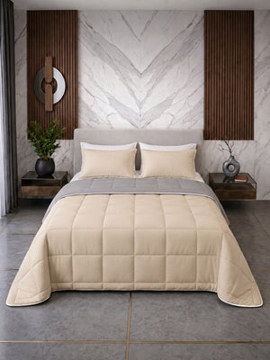 Cotton Sense Quilt Comforter - Grey - Beige