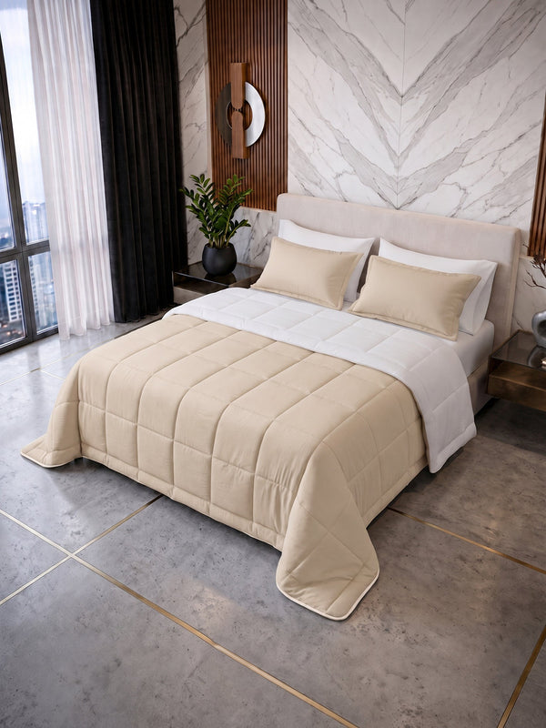 Cotton Sense Quilt Comforter - Beige/White
